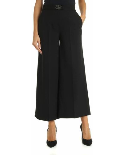 Karl Lagerfeld Wide Pants With Logo In - Black