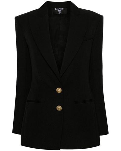 Balmain Wool Single Breasted Jacket - Black
