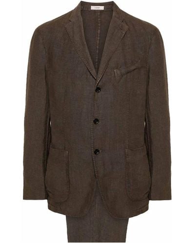 Boglioli Linen Single-breasted Suit - Brown