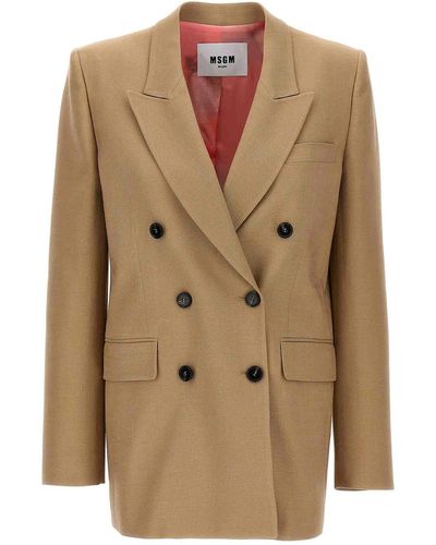 MSGM Double-breasted Blazer - Natural
