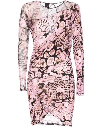 Pinko Jersey Tulle Coral Scanner Mini Dress - Pink