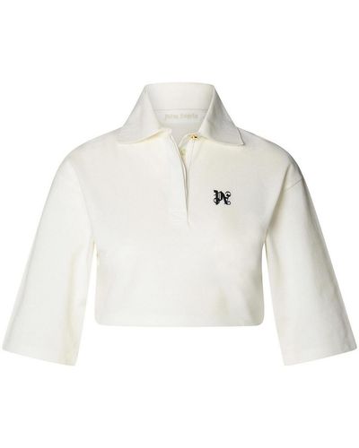 Palm Angels Cotton Crop Polo Shirt - White