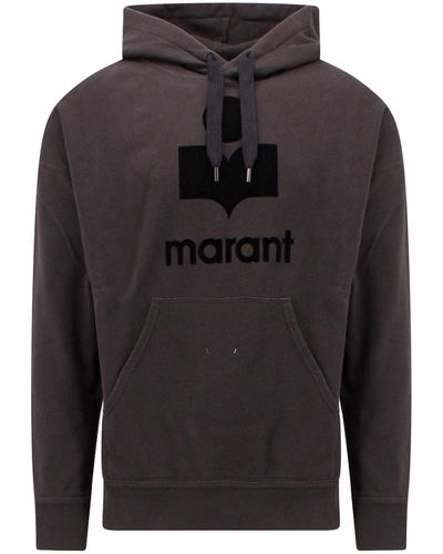 Isabel Marant Cotton Sweatshirt With Flocked Logo - Grey