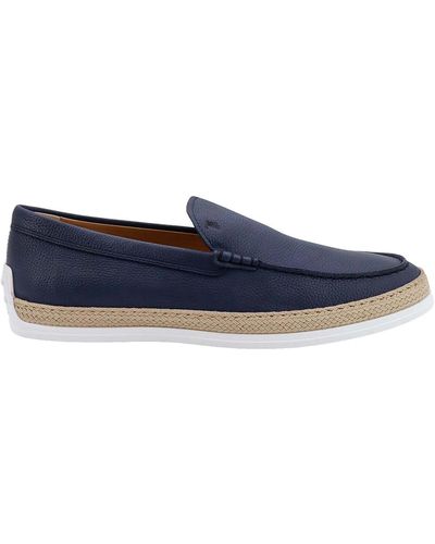Tod's Leather Loafer With Egraved Monogram - Blue