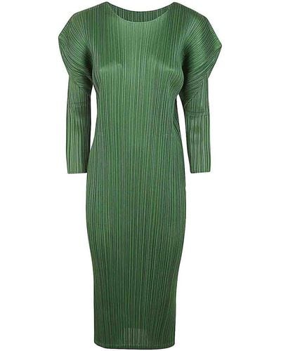 Pleats Please Issey Miyake Monthly Colours Febraury Long Dress - Green