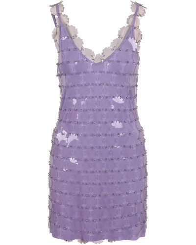 Rabanne Full Sequined Short Dress - Purple