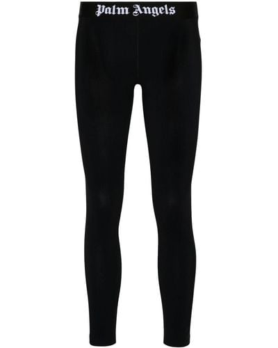 Palm Angels Logo-waistband Cropped leggings - Black