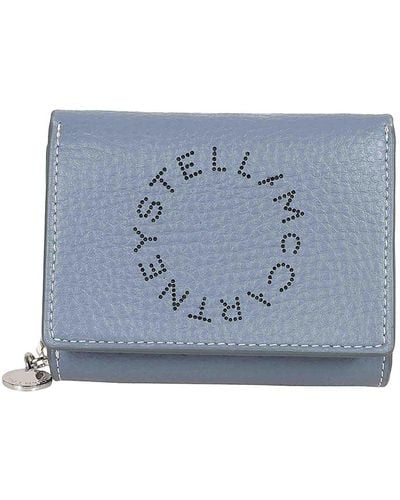 Stella McCartney Trifold Wallet Embossed Grainy Mat - Blue