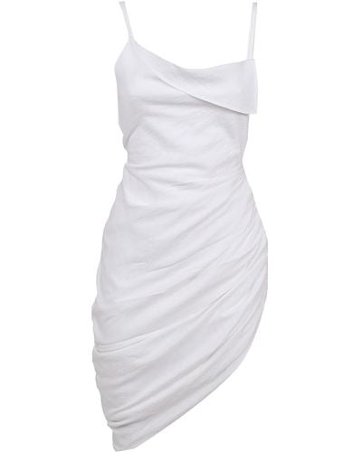 Jacquemus Asymmetric Draped Dress With Straps - White