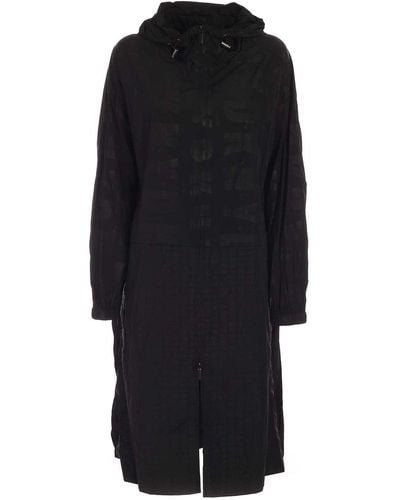 DKNY Windbreaker Long Jacket In - Black
