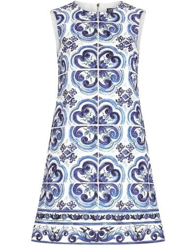 Dolce & Gabbana Majolica Print Dress - Blue