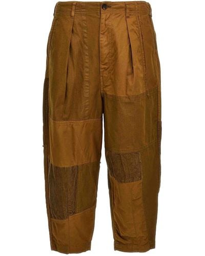 Comme des Garçons Drill Trousers With Velvet Inserts - Green