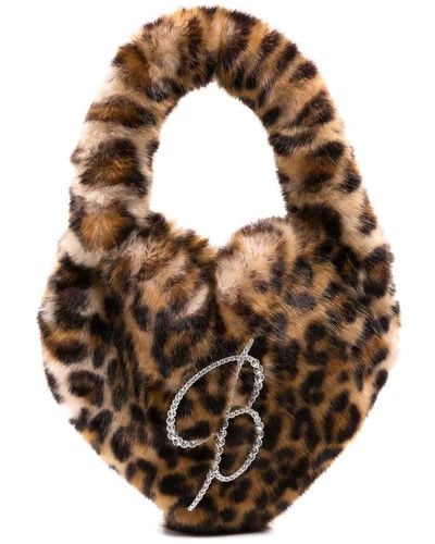 Blumarine Faux Fur Heart Handbag - Brown