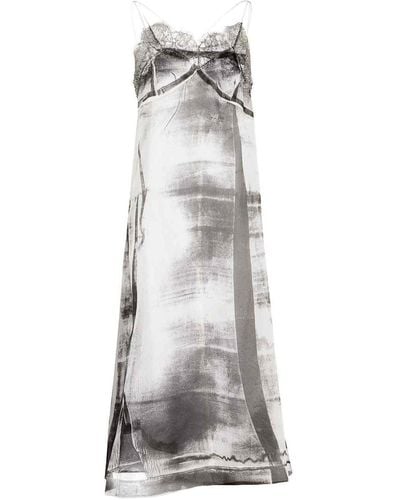 Maison Margiela Freeze-frame Silk Midi Dress - Gray