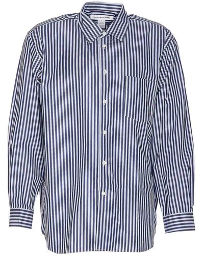 Comme des Garçons And White Shirt Striped Al Buttons - Blue