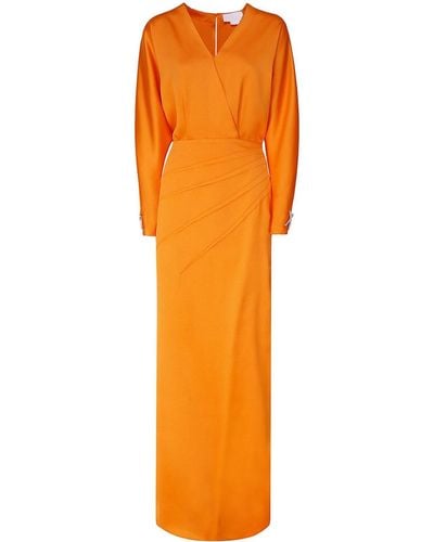 Genny Long Satin Dress - Orange