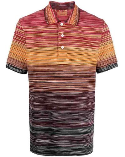 Missoni Stripe-pattern Cotton Polo Shirt - Red