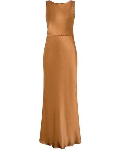 Antonelli Dress With Neckline Detail - Brown