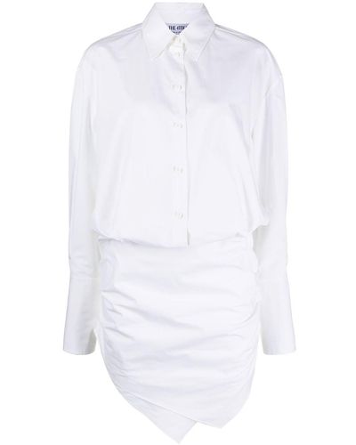 The Attico Ruched Shirt Dress - White