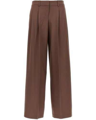 Theory 'low Rise Pleated' Trousers - Brown
