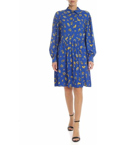 Vivetta Printed Short Dress In Blue
