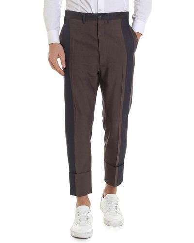 Vivienne Westwood Linen Blend Trousers In And Blue - Grey