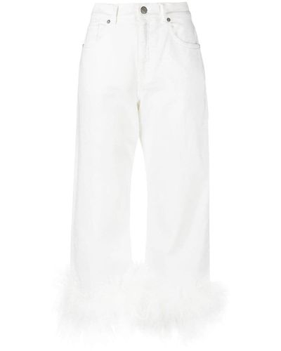 P.A.R.O.S.H. Feather-trim Stretch-cotton Jeans - White