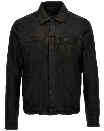 Giorgio Brato Trucker Leather Jacket - Black
