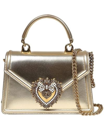 Dolce & Gabbana Bag In Nappa Leather With Jewelled Heart - Metallic