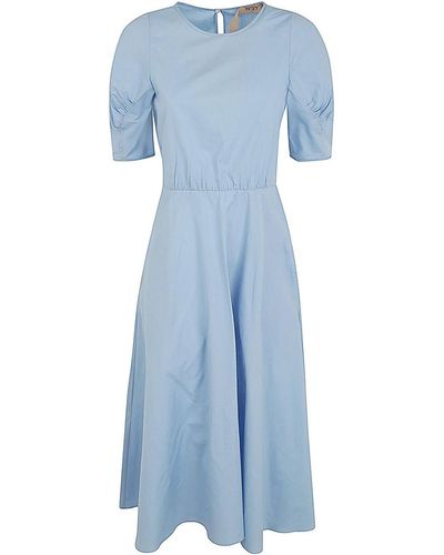N°21 Short Sleeve Midi Dress - Blue