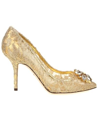 Dolce & Gabbana Bellucci Taormina Lace Jewel Court Shoes - Metallic
