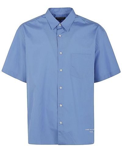 Comme Des Garcons Hommes Plus Iconic Cotton Shirt With Logo - Blue