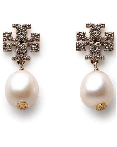 Tory Burch Pearl Brass Kira Earrings - White