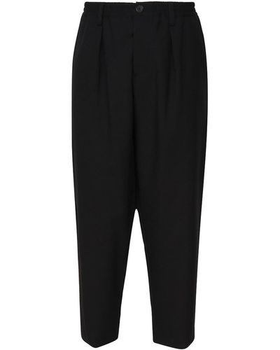Marni Cropped Trousers In Fresh Wool - Black