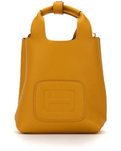 Hogan Small Hammered Bag With Embossed Handles - Yellow