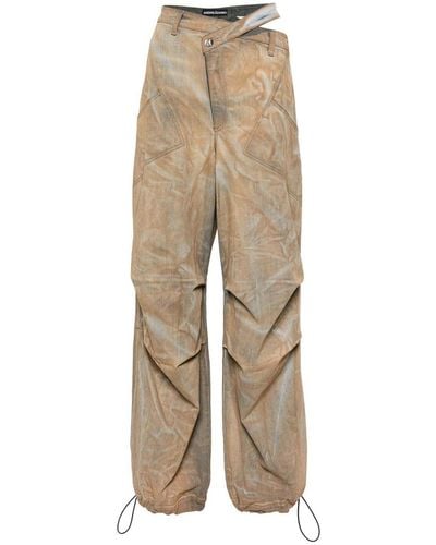 ANDREADAMO High-waisted Cotton sweatpants With Cut-out - Natural