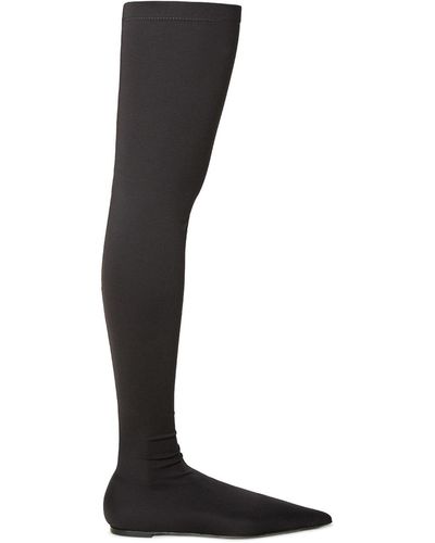 Dolce & Gabbana Leather Blend Stretch Boots - Black
