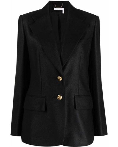 Chloé Wool And Silk Blend Single-breasted Jacket - Black