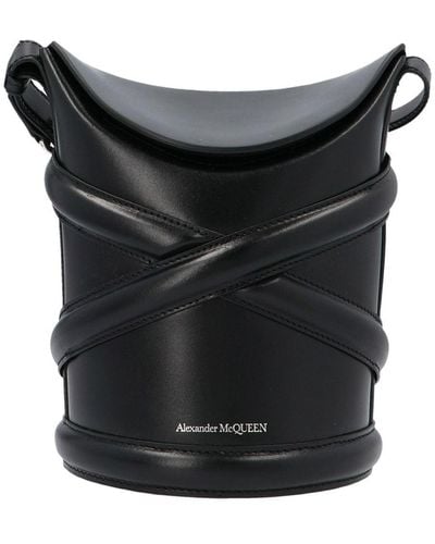 Alexander McQueen The Curve Small Bucket Bag In - Black