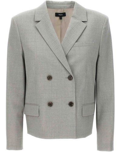 Theory Double-breasted Blazer - Grey
