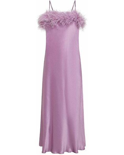 Antonelli Dress With Feathers - Purple