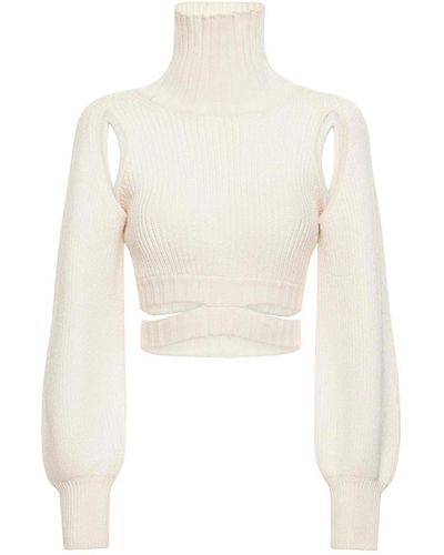 ANDREADAMO Ribbed Wool Blend Crop Jumper - White