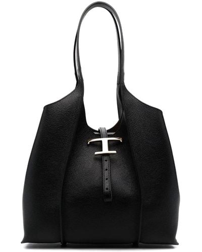 Tod's Hammered Leather Tote - Black
