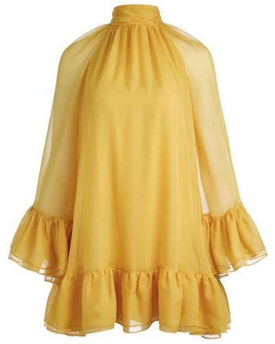 Alice + Olivia Chiffon Model Dress - Yellow