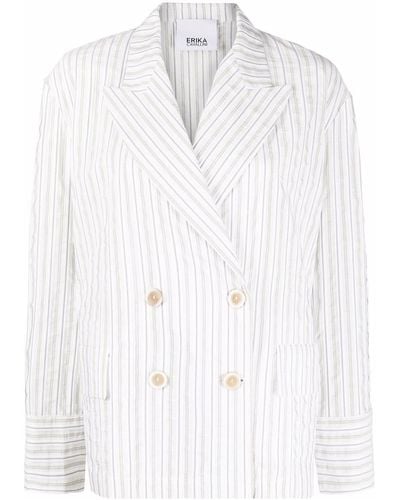 Erika Cavallini Semi Couture Cotton Blend Double Breasted Jacket - White
