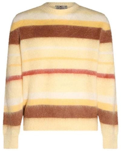 Etro Cream Mohair And Wool Blend Stripe Sweater - Natural