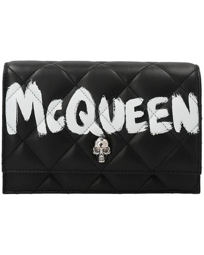 Alexander McQueen Clutch With Logo Print - Black