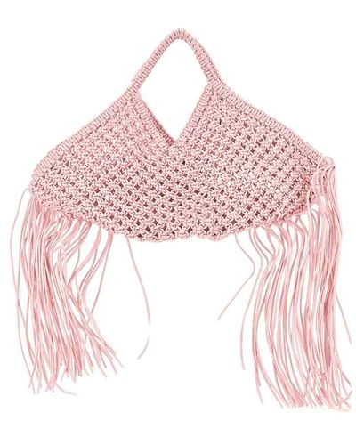 Yuzefi Large Woven Basket Bag - Pink