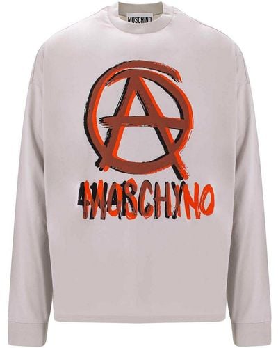 Moschino Cotton T-shirt With Anarchy Logo - Grey