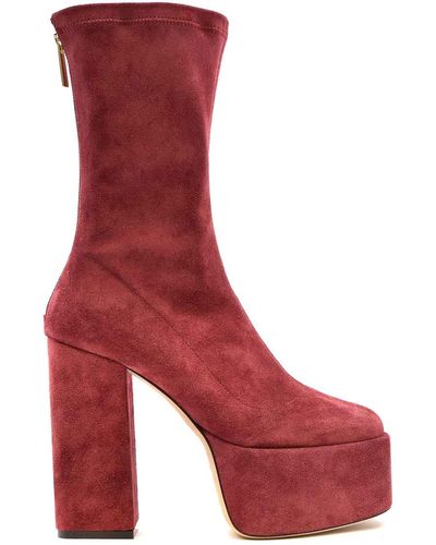 Paris Texas Suede Ankle Boots - Red
